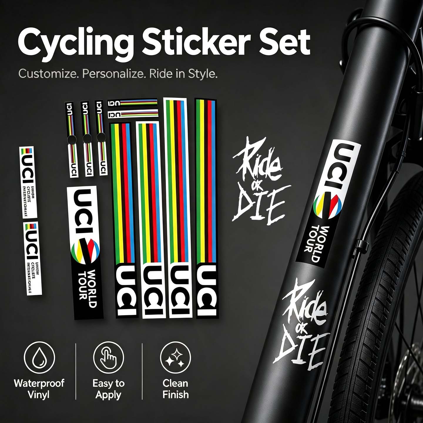 Mountain Biking Uci - Zestaw naklejek dekoracyjnych UCI Cycling DIY