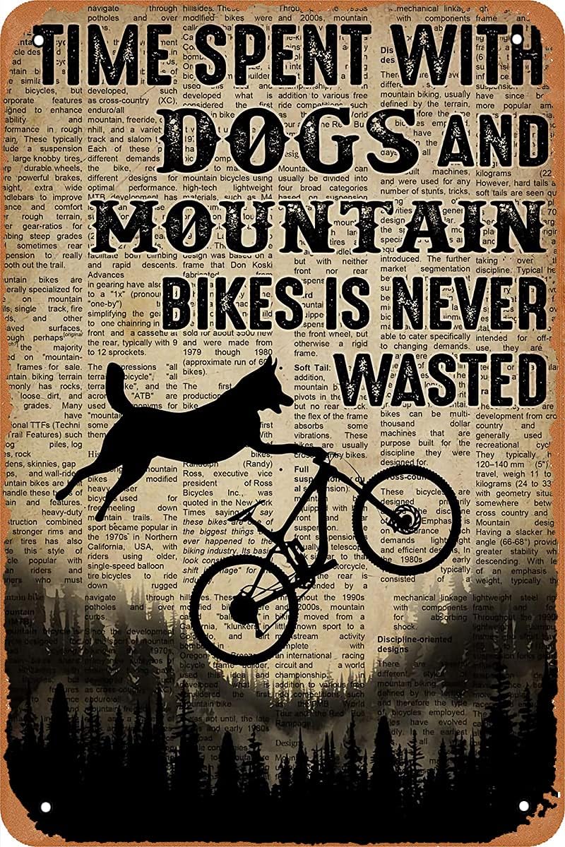 Mountain Biking With Dog - Metalowy Znak Blaszany w Stylu Vintage